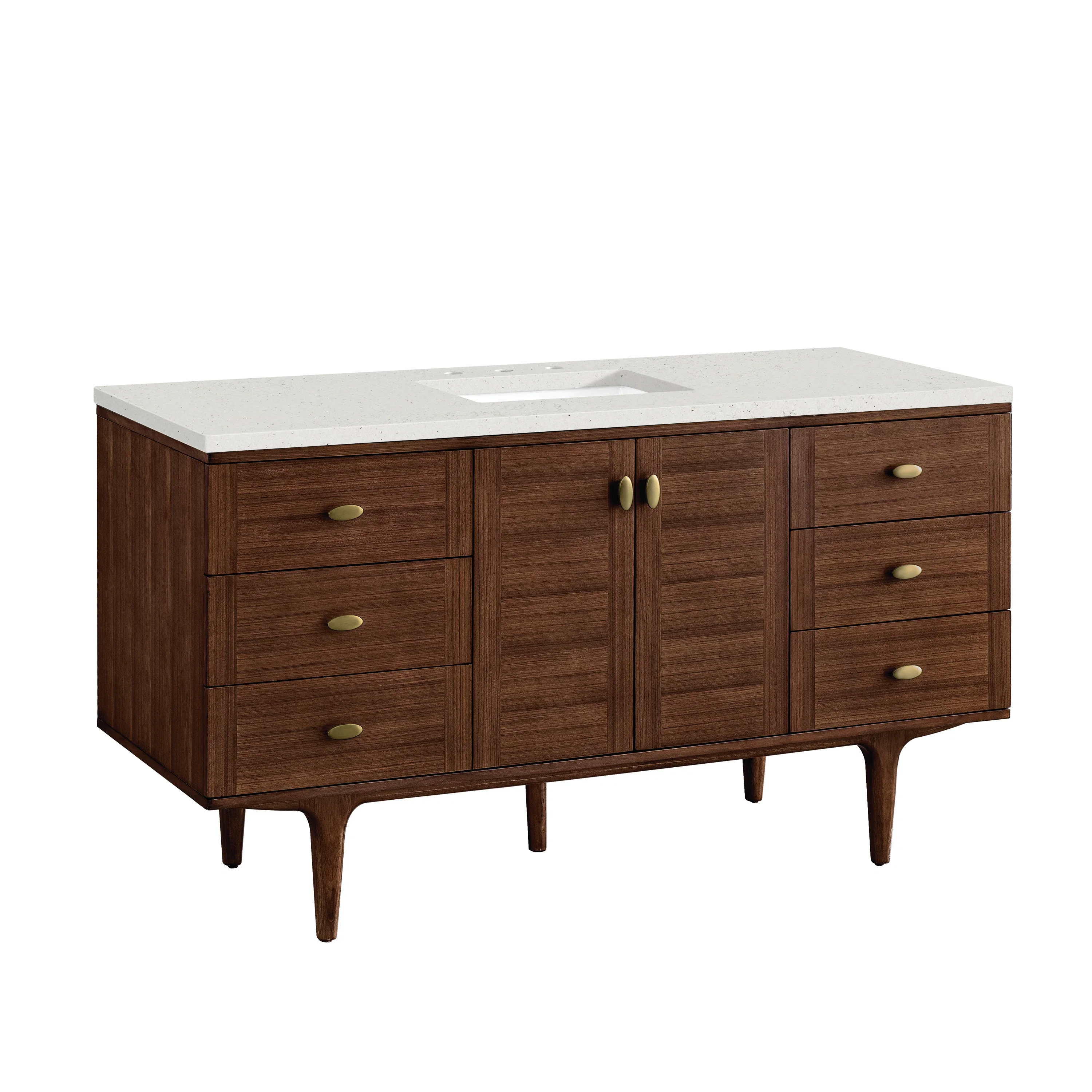 Amberly 60" Single Vanity, Mid-Century Walnut w/ 3 CM Lime Delight Top