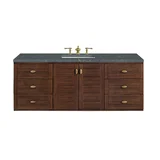Amberly 60" Single Vanity, Mid-Century Walnut w/ 3 CM Parisien Bleu Top