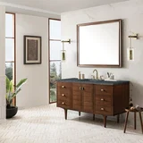 Amberly 60" Single Vanity, Mid-Century Walnut w/ 3 CM Parisien Bleu Top
