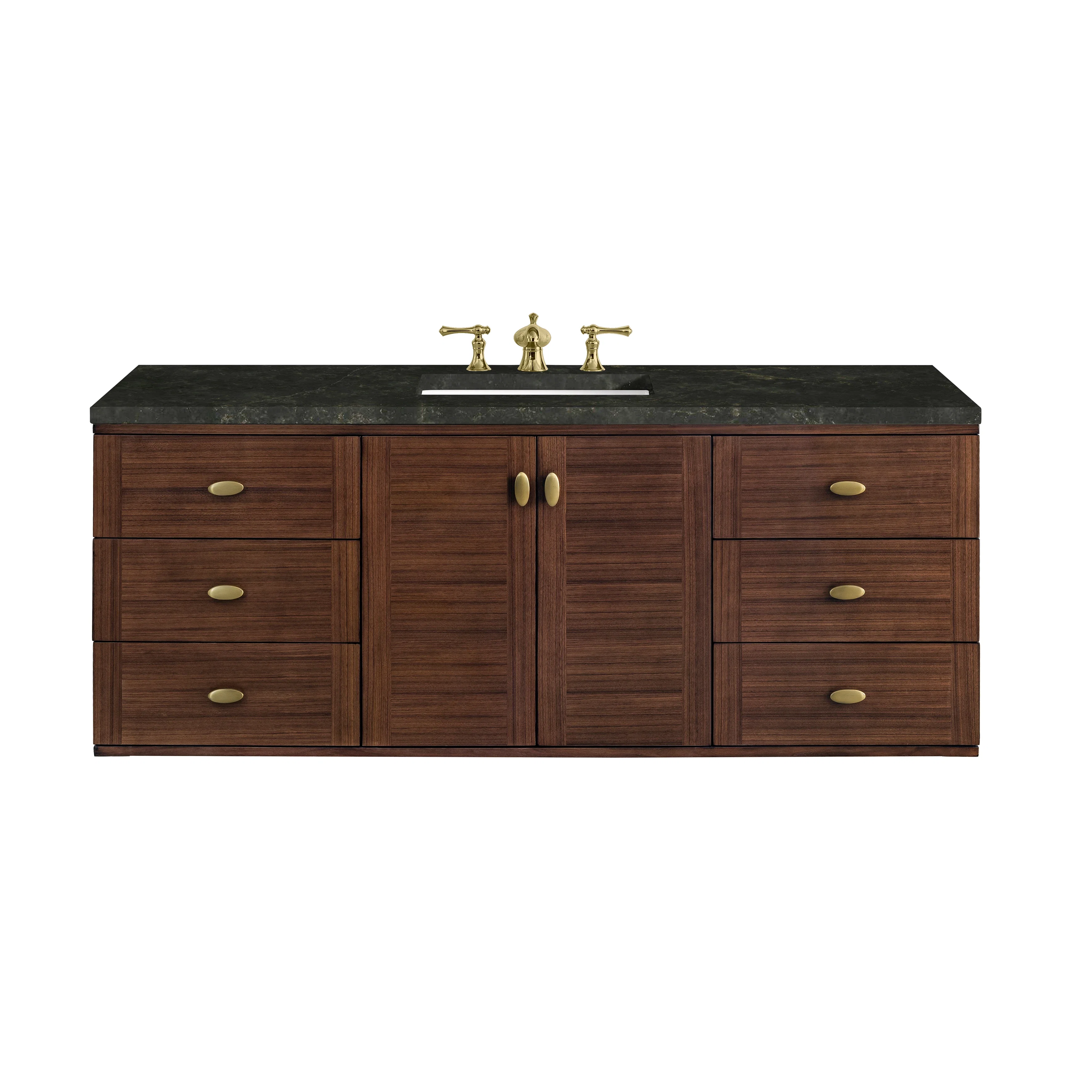 Amberly 60" Single Vanity, Mid-Century Walnut, w/ 3 CM Phantome Eclos Top