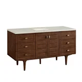 Amberly 60" Single Vanity, Mid-Century Walnut, w/ 3 CM Siberian Silestone Top