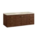 Amberly 60" Single Vanity, Mid-Century Walnut, w/ 3 CM Tajnar Eclos Top