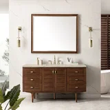 Amberly 60" Single Vanity, Mid-Century Walnut, w/ 3 CM Tajnar Eclos Top