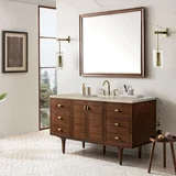 Amberly 60" Single Vanity, Mid-Century Walnut, w/ 3 CM Tajnar Eclos Top