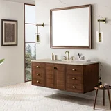 Amberly 60" Single Vanity, Mid-Century Walnut, w/ 3 CM Tajnar Eclos Top