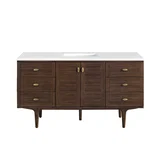 Amberly 60" Single Vanity, Mid-Century Walnut w/ 3 CM White Zeus Top