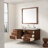 Amberly 60" Single Vanity, Mid-Century Walnut w/ 3 CM Eternal Jasmine Pearl Top w/FreePower Wireless Charger