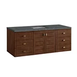 Amberly 60" Single Vanity, Mid-Century Walnut w/ 3 CM Parisien Bleu Top w/FreePower Wireless Charger