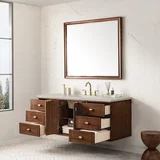 Amberly 60" Single Vanity, Mid-Century Walnut, w/ 3 CM Siberian Silestone Top w/FreePower Wireless Charger