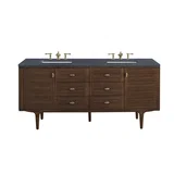 Amberly 72" Double Vanity, Mid-Century Walnut w/ 3 CM Charcoal Soapstone Top