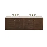 Amberly 72" Double Vanity, Mid-Century Walnut w/ 3 CM Eternal Marfil Top
