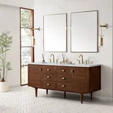 Amberly 72" Double Vanity, Mid-Century Walnut w/ 3 CM Ethereal Noctis Top