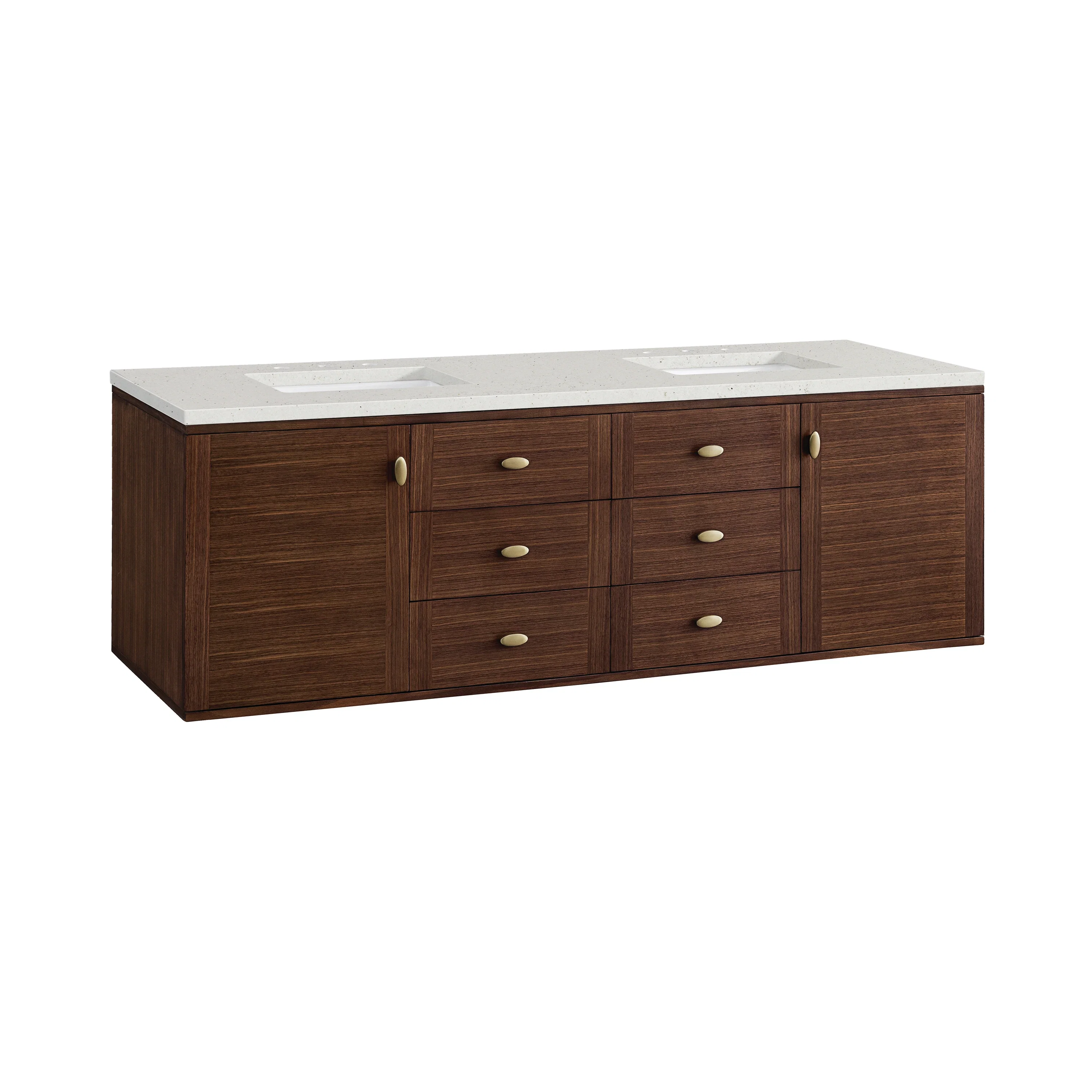 Amberly 72" Double Vanity, Mid-Century Walnut w/ 3 CM Lime Delight Top