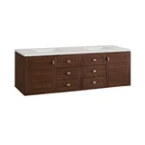 Amberly 72" Double Vanity, Mid-Century Walnut w/ 3 CM Lime Delight Top
