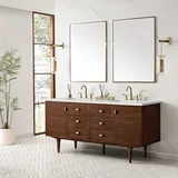 Amberly 72" Double Vanity, Mid-Century Walnut w/ 3 CM Lime Delight Top