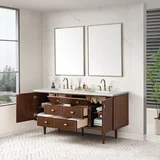 Amberly 72" Double Vanity, Mid-Century Walnut w/ 3 CM Lime Delight Top