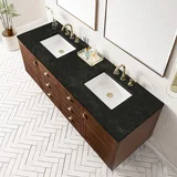 Amberly 72" Double Vanity, Mid-Century Walnut, w/ 3 CM Phantome Eclos Top