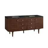 Amberly 72" Double Vanity, Mid-Century Walnut, w/ 3 CM Phantome Eclos Top