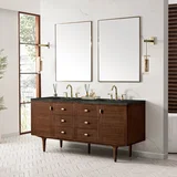 Amberly 72" Double Vanity, Mid-Century Walnut, w/ 3 CM Phantome Eclos Top