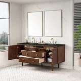 Amberly 72" Double Vanity, Mid-Century Walnut, w/ 3 CM Phantome Eclos Top