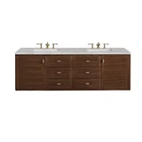 Amberly 72" Double Vanity, Mid-Century Walnut w/ 3 CM Victorian Silver Top