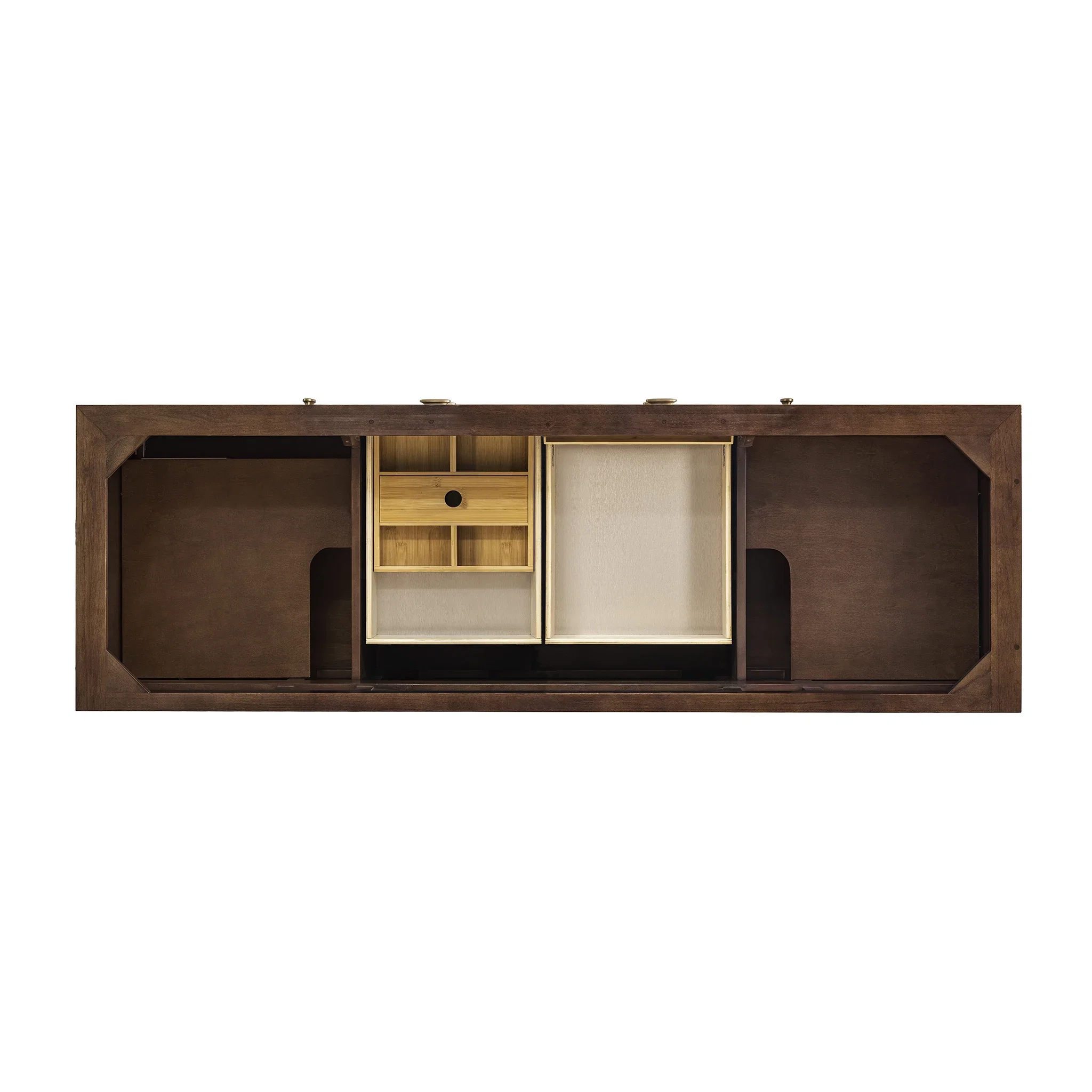 Amberly 72" Double Vanity, Mid-Century Walnut, w/ 3 CM Siberian Silestone Top w/FreePower Wireless Charger