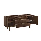 Amberly 72" Double Vanity, Mid-Century Walnut, w/ 3 CM Siberian Silestone Top w/FreePower Wireless Charger