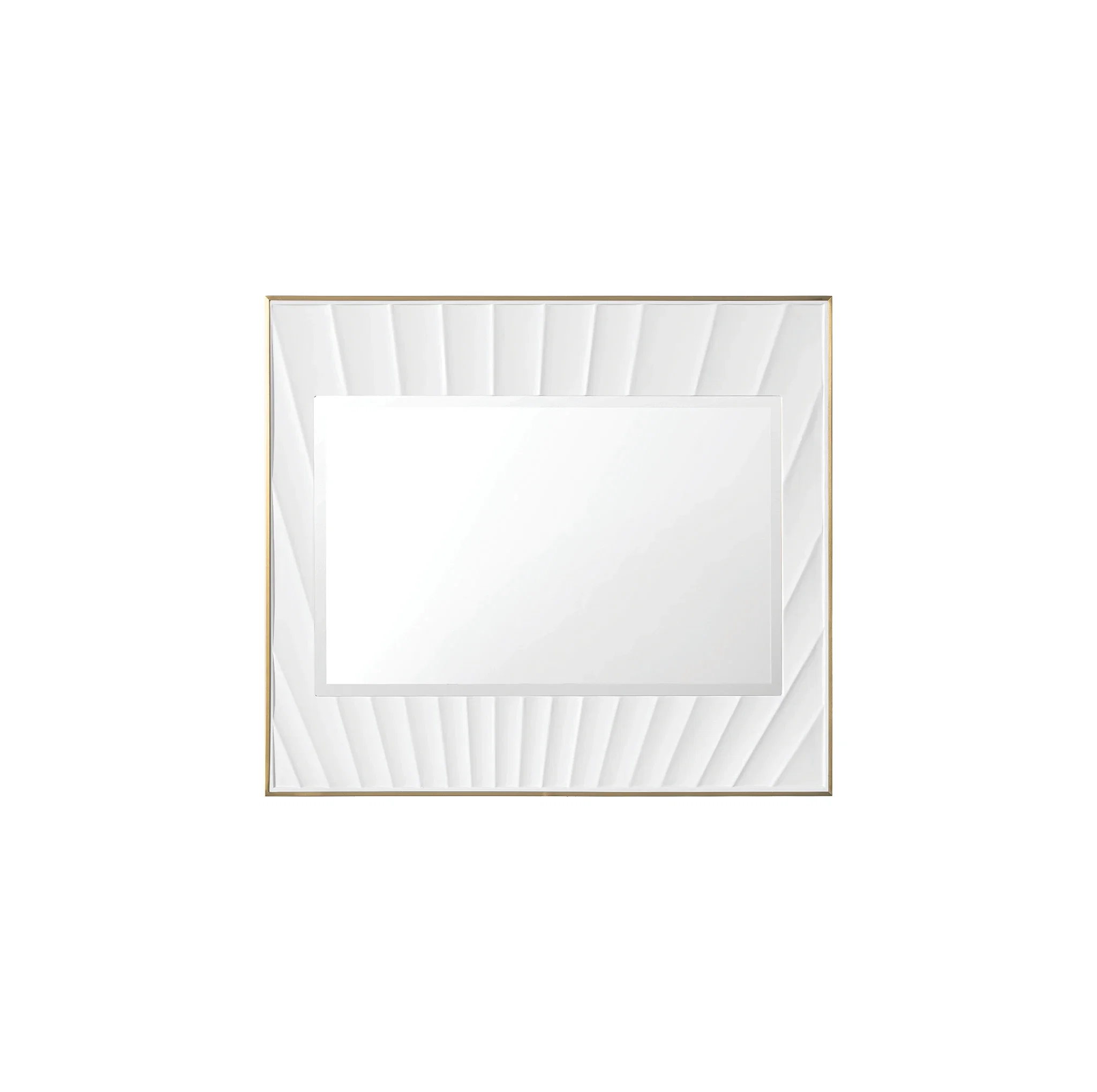 Soleil 36" Mirror, Matte White with Gold