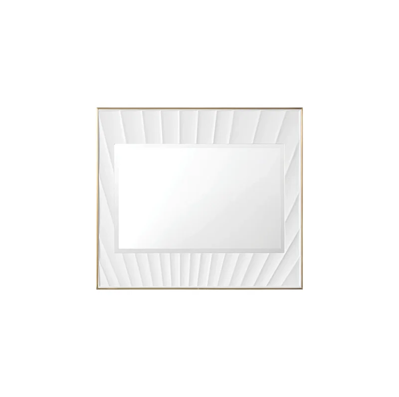 Soleil 36" Mirror, Matte White with Gold
