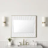 Soleil 36" Mirror, Matte White with Gold