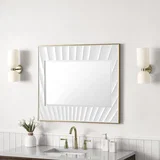 Soleil 36" Mirror, Matte White with Gold