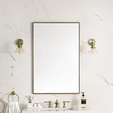 Rohe 26" Rectangular Mirror, Champagne Brass