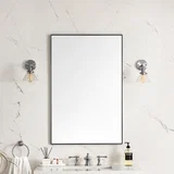 Rohe 26" Rectangular Mirror, Satin Nickel