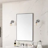 Rohe 26" Rectangular Mirror, Satin Nickel