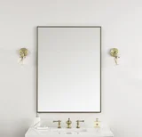 Rohe 30" Rectangular Mirror, Champagne Brass