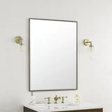 Rohe 30" Rectangular Mirror, Champagne Brass