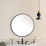 Rohe 30" Round Mirror, Matte Black