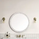 Callie 30" Round Mirror, White Mother of Pearl