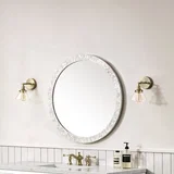 Callie 30" Round Mirror, White Mother of Pearl