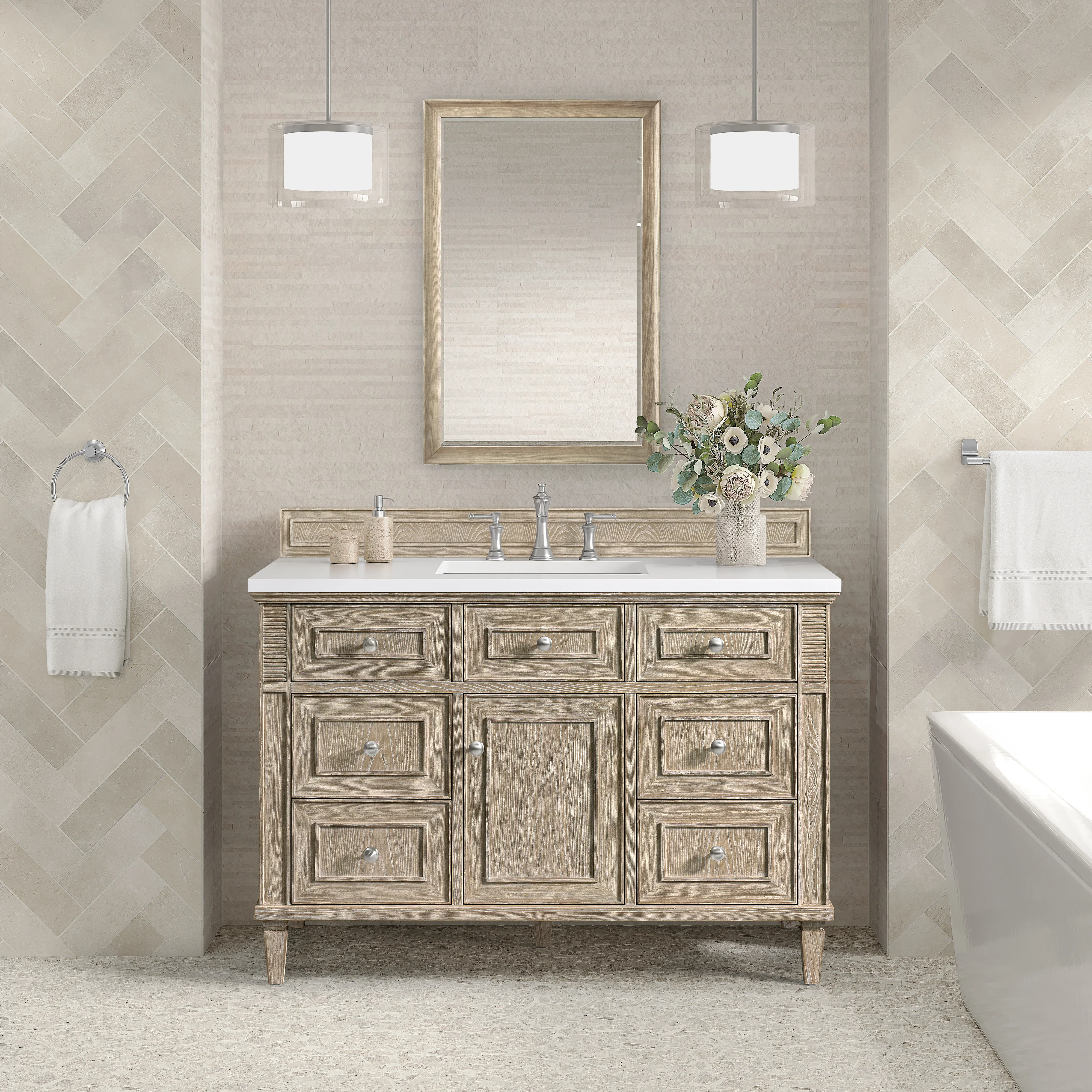Glenbrooke 26" Mirror, Whitewashed Oak