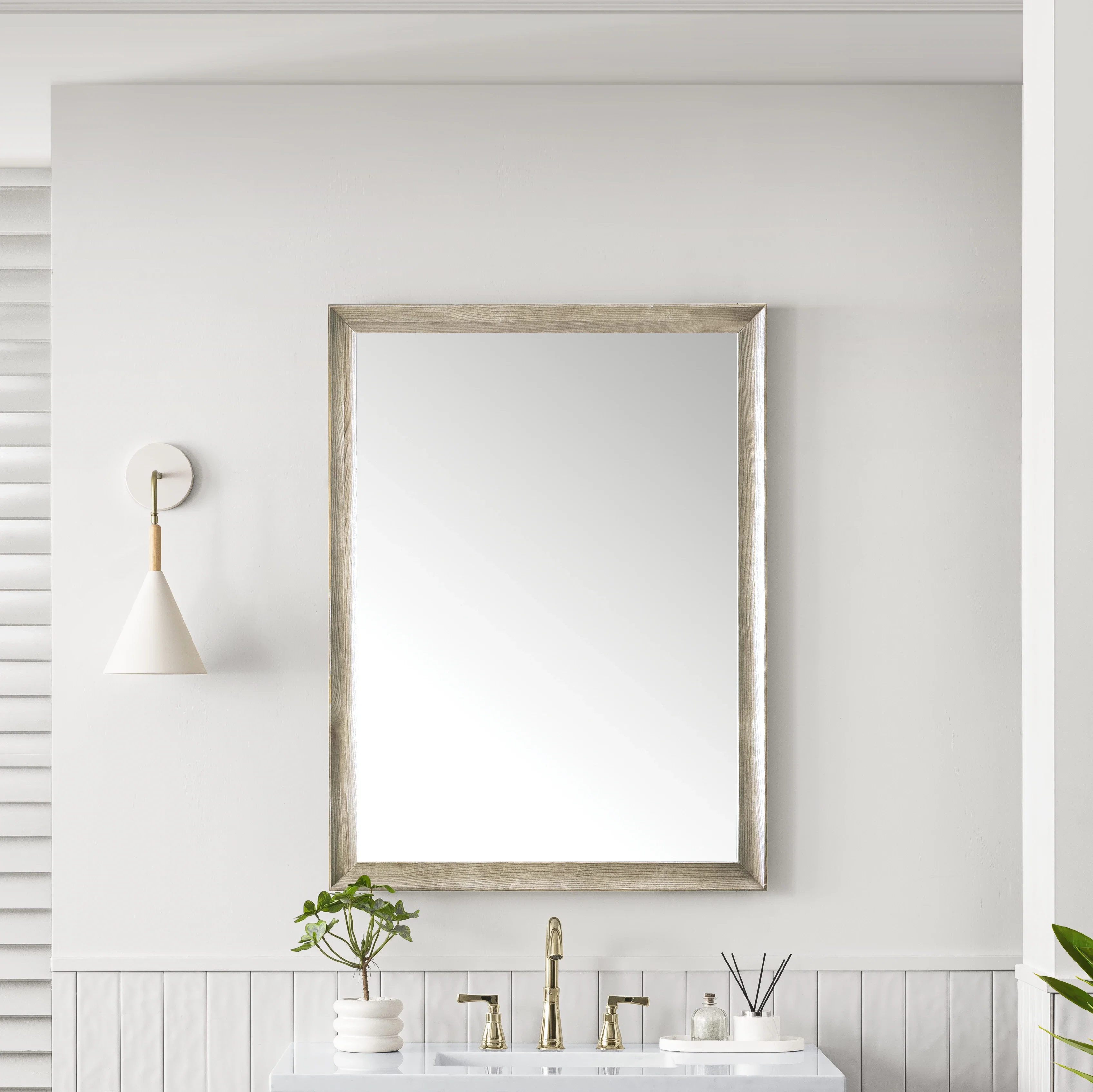 Glenbrooke 30" Mirror, Whitewashed Oak