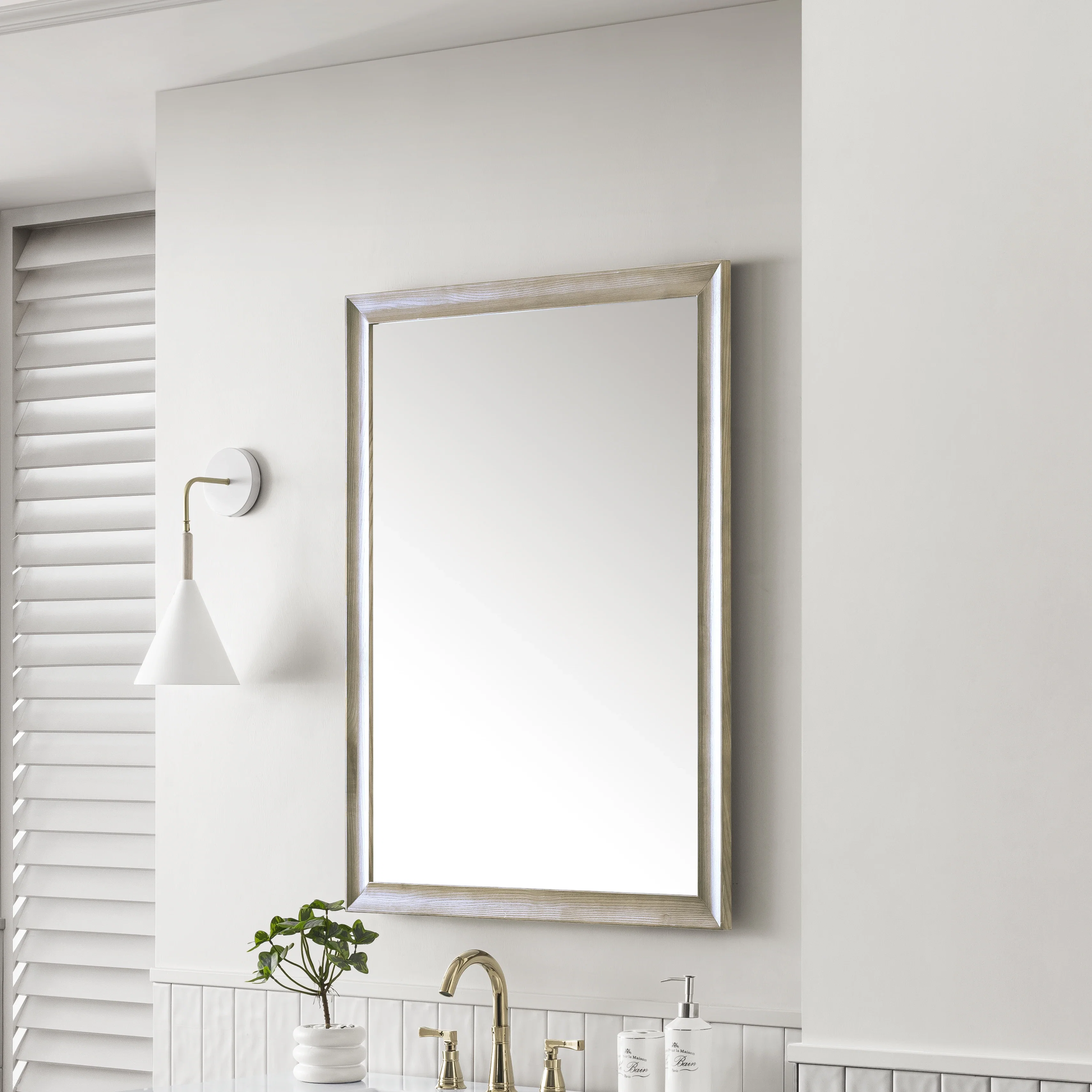 Glenbrooke 30" Mirror, Whitewashed Oak