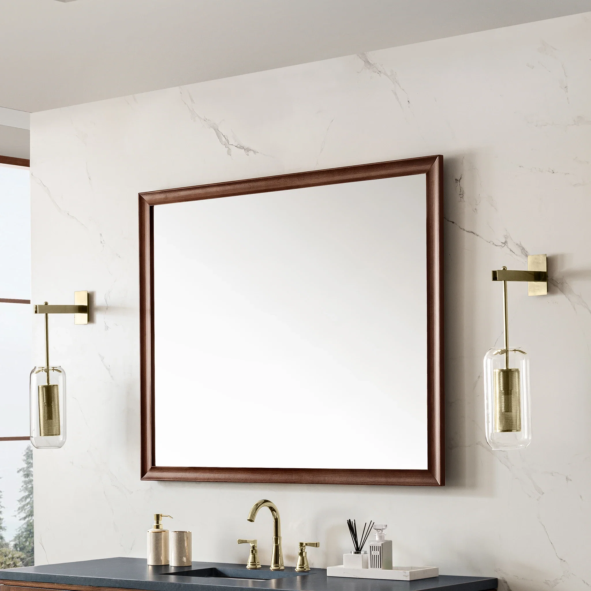 Glenbrooke 48" Mirror, Mid-Century Walnut