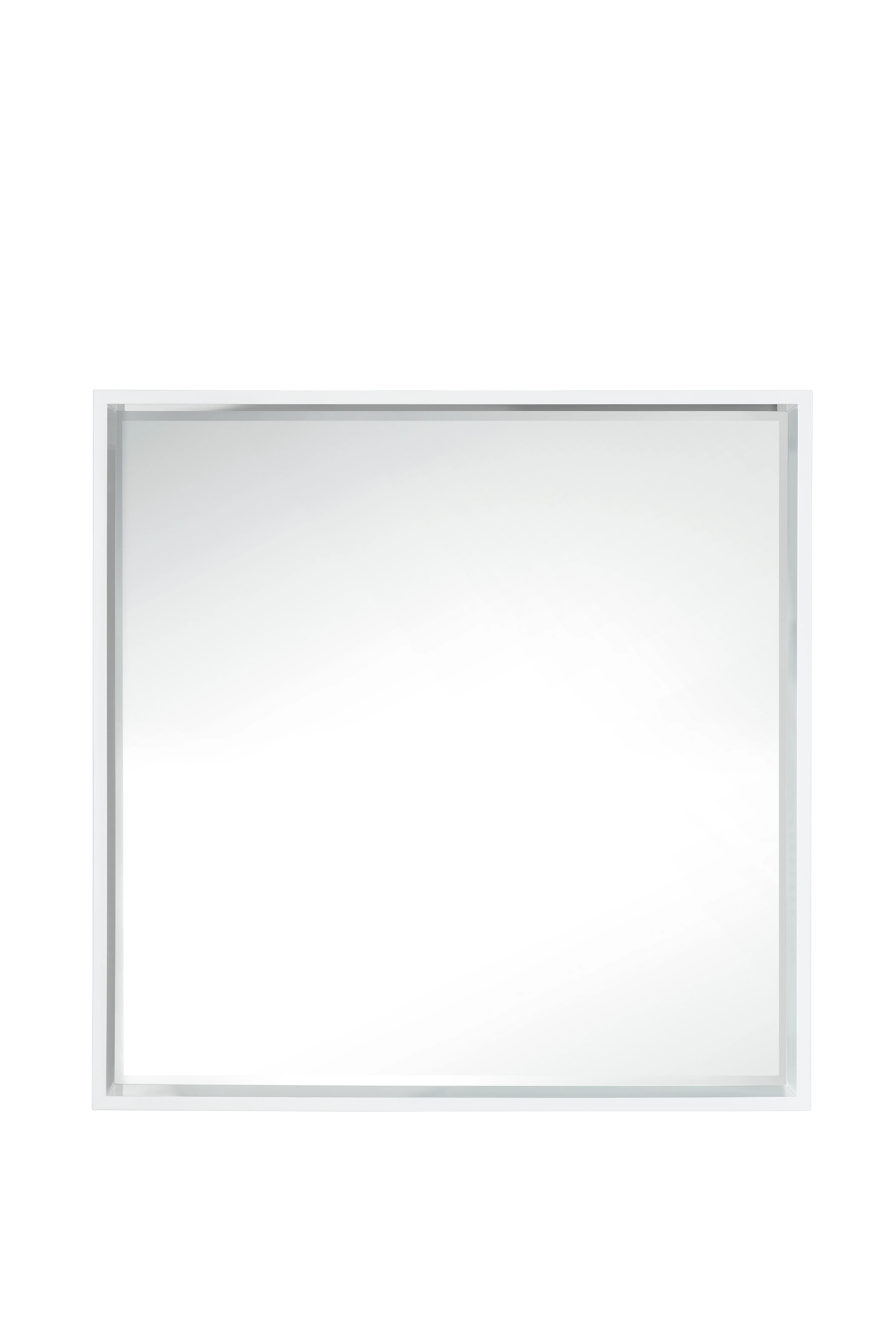 Milan 35.4" Square Cube Mirror, Glossy White