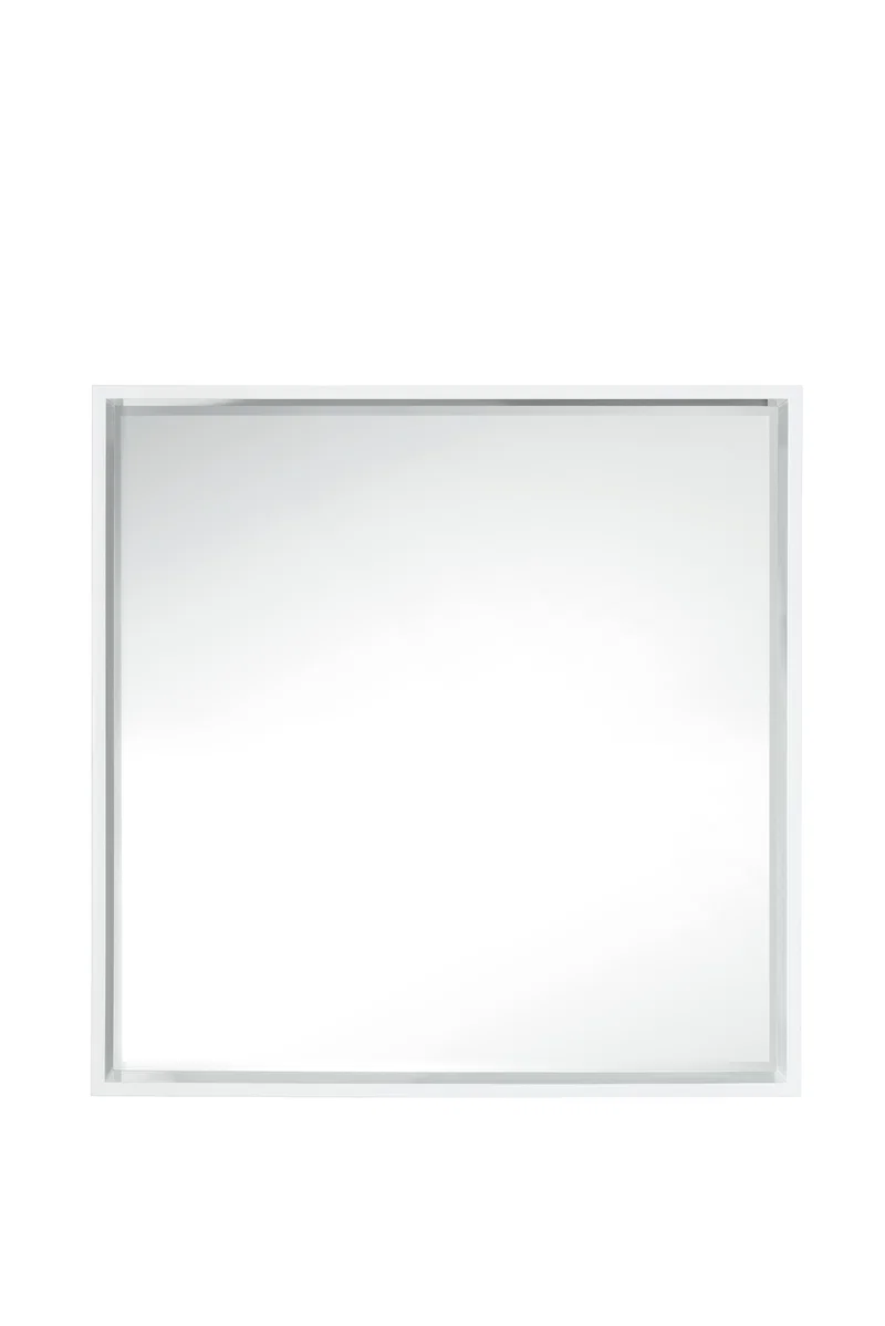 Milan 35.4" Square Cube Mirror, Glossy White