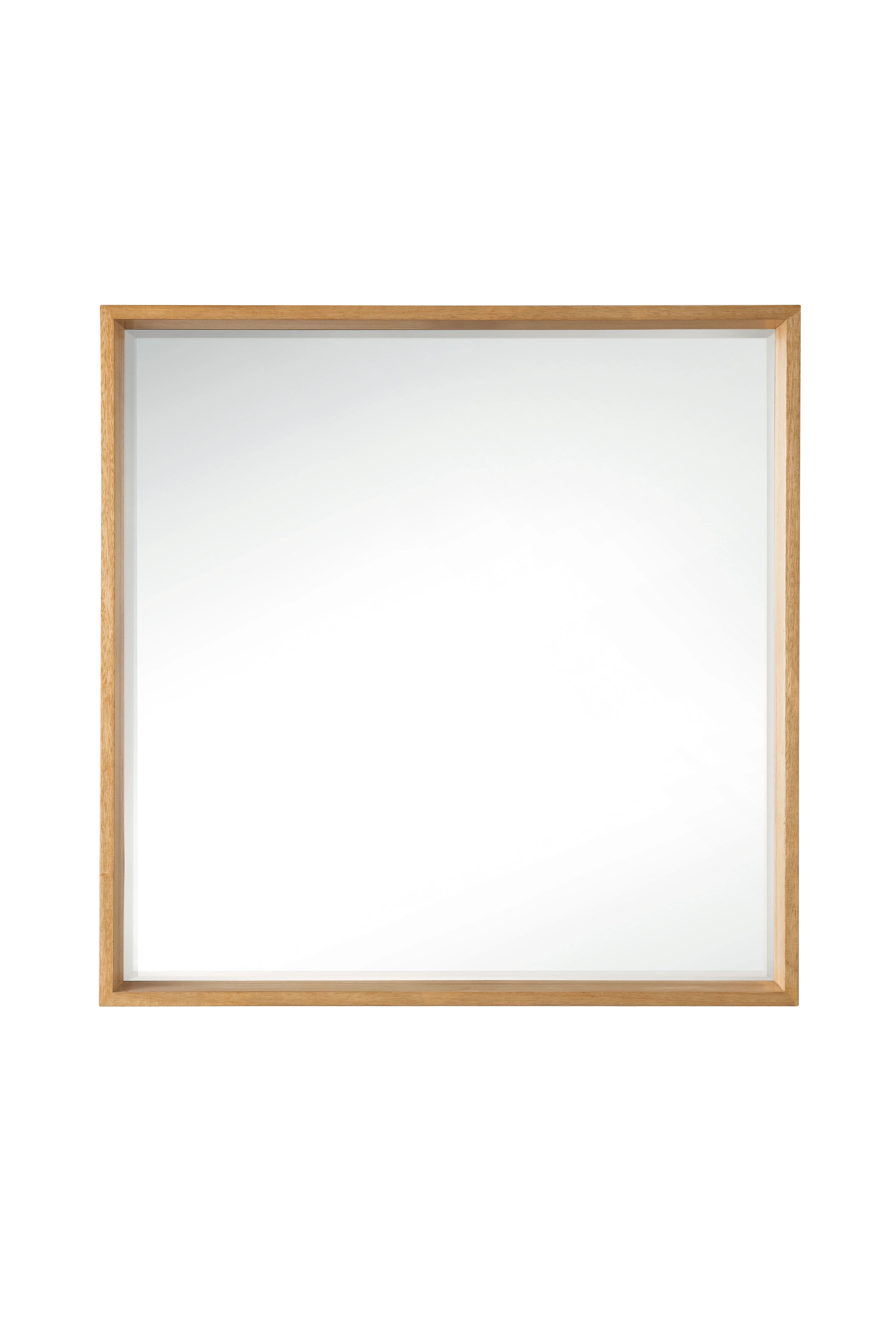 Milan 35.4" Square Cube Mirror, Natural Ash