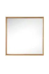 Milan 35.4" Square Cube Mirror, Natural Ash