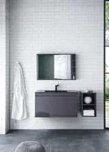 Milan 12" Storage Cabinet (Short), Modern Grey Glossy