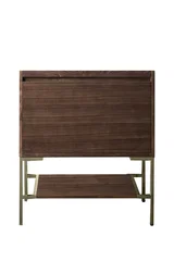 Mantova 31.5" Single Vanity Cabinet, Mid-Century Walnut, Champagne Brass Base