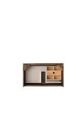 Mantova 31.5" Single Vanity Cabinet, Mid-Century Walnut, Champagne Brass Base